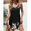 Ekouaer Swimsuit Coverup for Women Sleeveless V Neck Bathing Suit Cover Up Summer Swimwear Beach Cover Ups with Pockets(Leaves Black)