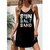 Ekouaer Swimsuit Coverup for Women Sleeveless V Neck Bathing Suit Cover Up Summer Swimwear Beach Cover Ups with Pockets(Print Black)