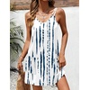 Ekouaer Swimsuit Coverup for Women Sleeveless V Neck Bathing Suit Cover Up Summer Swimwear Beach Cover Ups with Pockets(Stripe Blue)