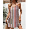 Ekouaer Swimsuit Coverup for Women Sleeveless V Neck Bathing Suit Cover Up Summer Swimwear Beach Cover Ups with Pockets(Stripe Multicolor)