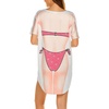 Ekouaer Women’s Bikini Shirt Cover Up Short Sleeve Cute Bikini Print Cover-Up Baggy T Shirt Dress Fun Wear(A-hot Pink)