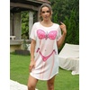 Ekouaer Women’s Bikini Shirt Cover Up Short Sleeve Cute Bikini Print Cover-Up Baggy T Shirt Dress Fun Wear(A-hot Pink)