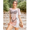 Ekouaer Women’s Bikini Shirt Cover Up Short Sleeve Cute Bikini Print Cover-Up Baggy T Shirt Dress Fun Wear(A-leopard Print)
