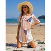 Ekouaer Women’s Bikini Shirt Cover Up Short Sleeve Cute Bikini Print Cover-Up Baggy T Shirt Dress Fun Wear(American Flag)