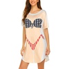 Ekouaer Women’s Bikini Shirt Cover Up Short Sleeve Cute Bikini Print Cover-Up Baggy T Shirt Dress Fun Wear(American Flag-b)