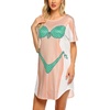 Ekouaer Women’s Bikini Shirt Cover Up Short Sleeve Cute Bikini Print Cover-Up Baggy T Shirt Dress Fun Wear(A-mermaid)