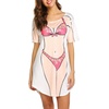 Ekouaer Women’s Bikini Shirt Cover Up Short Sleeve Cute Bikini Print Cover-Up Baggy T Shirt Dress Fun Wear(A-pink Bikini)