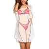Ekouaer Women’s Bikini Shirt Cover Up Short Sleeve Cute Bikini Print Cover-Up Baggy T Shirt Dress Fun Wear(A-pink Bikini)