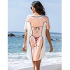 Ekouaer Women’s Bikini Shirt Cover Up Short Sleeve Cute Bikini Print Cover-Up Baggy T Shirt Dress Fun Wear(A-red)