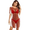 Ekouaer Women’s Bikini Shirt Cover Up Short Sleeve Cute Bikini Print Cover-Up Baggy T Shirt Dress Fun Wear(Bikini Red)