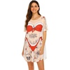 Ekouaer Women’s Bikini Shirt Cover Up Short Sleeve Cute Bikini Print Cover-Up Baggy T Shirt Dress Fun Wear(Christmas)