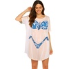 Ekouaer Women’s Bikini Shirt Cover Up Short Sleeve Cute Bikini Print Cover-Up Baggy T Shirt Dress Fun Wear(Floral Tropical Blue)
