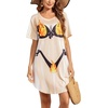 Ekouaer Women’s Bikini Shirt Cover Up Short Sleeve Cute Bikini Print Cover-Up Baggy T Shirt Dress Fun Wear(Fun Fire Print)