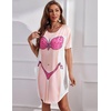 Ekouaer Women’s Bikini Shirt Cover Up Short Sleeve Cute Bikini Print Cover-Up Baggy T Shirt Dress Fun Wear(Hot Pink Leopard)