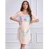 Ekouaer Women’s Bikini Shirt Cover Up Short Sleeve Cute Bikini Print Cover-Up Baggy T Shirt Dress Fun Wear(Mermaid Shiny)