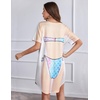 Ekouaer Women’s Bikini Shirt Cover Up Short Sleeve Cute Bikini Print Cover-Up Baggy T Shirt Dress Fun Wear(Mermaid Shiny)