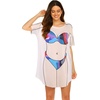 Ekouaer Women’s Bikini Shirt Cover Up Short Sleeve Cute Bikini Print Cover-Up Baggy T Shirt Dress Fun Wear(Multicoloured)