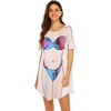 Ekouaer Women’s Bikini Shirt Cover Up Short Sleeve Cute Bikini Print Cover-Up Baggy T Shirt Dress Fun Wear(Multicoloured)