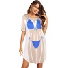 Ekouaer Women’s Bikini Shirt Cover Up Short Sleeve Cute Bikini Print Cover-Up Baggy T Shirt Dress Fun Wear(Ocean Macrame)