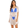 Ekouaer Women’s Bikini Shirt Cover Up Short Sleeve Cute Bikini Print Cover-Up Baggy T Shirt Dress Fun Wear(Ocean Macrame)