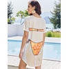 Ekouaer Women’s Bikini Shirt Cover Up Short Sleeve Cute Bikini Print Cover-Up Baggy T Shirt Dress Fun Wear(Orange Flower)