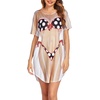 Ekouaer Women’s Bikini Shirt Cover Up Short Sleeve Cute Bikini Print Cover-Up Baggy T Shirt Dress Fun Wear(Polka Dot)
