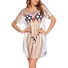 Ekouaer Women’s Bikini Shirt Cover Up Short Sleeve Cute Bikini Print Cover-Up Baggy T Shirt Dress Fun Wear(Polka Dot)