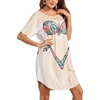 Ekouaer Women’s Bikini Shirt Cover Up Short Sleeve Cute Bikini Print Cover-Up Baggy T Shirt Dress Fun Wear(Tropical Floral)