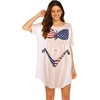 Ekouaer Women’s Bikini Shirt Cover Up Short Sleeve Cute Bikini Print Cover-Up Baggy T Shirt Dress Fun Wear(Usa Flag 2)
