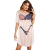 Ekouaer Women’s Bikini Shirt Cover Up Short Sleeve Cute Bikini Print Cover-Up Baggy T Shirt Dress Fun Wear(Usa Flag 2)