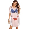 Ekouaer Women’s Bikini Shirt Cover Up Short Sleeve Cute Bikini Print Cover-Up Baggy T Shirt Dress Fun Wear(Usa Flag 3)