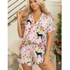Ekouaer Womens Pajama Sets Button Down Short Sleeve Top and Shorts Cute Ruffled Pjs Sets Sleepwear(Animal and Plant World)