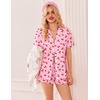 Ekouaer Womens Pajama Sets Button Down Short Sleeve Top and Shorts Cute Ruffled Pjs Sets Sleepwear(Cherry)