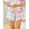 Ekouaer Womens Pajama Sets Button Down Short Sleeve Top and Shorts Cute Ruffled Pjs Sets Sleepwear(Colorful Bow)