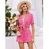 Ekouaer Womens Pajama Sets Button Down Short Sleeve Top and Shorts Cute Ruffled Pjs Sets Sleepwear(Hot Pink Leopard)