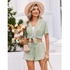 Ekouaer Womens Pajama Sets Button Down Short Sleeve Top and Shorts Cute Ruffled Pjs Sets Sleepwear(Ice Green)