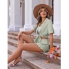 Ekouaer Womens Pajama Sets Button Down Short Sleeve Top and Shorts Cute Ruffled Pjs Sets Sleepwear(Ice Green)