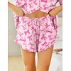Ekouaer Womens Pajama Sets Button Down Short Sleeve Top and Shorts Cute Ruffled Pjs Sets Sleepwear(Pink Bow)