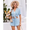 Ekouaer Womens Pajama Sets Button Down Short Sleeve Top and Shorts Cute Ruffled Pjs Sets Sleepwear(Sky Blue)