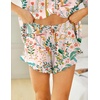 Ekouaer Womens Pajama Sets Button Down Short Sleeve Top and Shorts Cute Ruffled Pjs Sets Sleepwear(Summer Plants)
