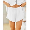 Ekouaer Womens Pajama Sets Button Down Short Sleeve Top and Shorts Cute Ruffled Pjs Sets Sleepwear(White)