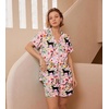 Ekouaer Womens Pajamas Set Soft Classic Notch Collar Bride Pjs Comfy Short Sleeve Sleepwear Loungewear(Flowers Tiger)