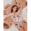 Ekouaer Womens Pajamas Set Soft Classic Notch Collar Bride Pjs Comfy Short Sleeve Sleepwear Loungewear(Flowers Tiger)