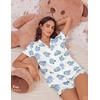 Ekouaer Womens Pajamas Set Soft Classic Notch Collar Bride Pjs Comfy Short Sleeve Sleepwear Loungewear(Hydrangea Blue)
