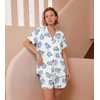 Ekouaer Womens Pajamas Set Soft Classic Notch Collar Bride Pjs Comfy Short Sleeve Sleepwear Loungewear(Hydrangea Blue)
