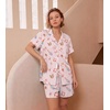 Ekouaer Womens Pajamas Set Soft Classic Notch Collar Bride Pjs Comfy Short Sleeve Sleepwear Loungewear(Pink Stripe With Wine Glass)