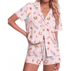Ekouaer Womens Pajamas Set Soft Classic Notch Collar Bride Pjs Comfy Short Sleeve Sleepwear Loungewear(Wine Glass)
