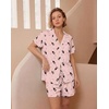 Ekouaer Womens Pajamas Set Soft Classic Notch Collar Bride Pjs Comfy Short Sleeve Sleepwear Loungewear(Wine Glass)