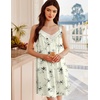 Ekouaer Women’s Satin Silk Nightgown V Neck Sexy Nightdress Tank Sleeveless Sleepshirt Lace Sleep Dress Nightwear S-XXXL(Beige Flowers)