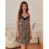 Ekouaer Women’s Satin Silk Nightgown V Neck Sexy Nightdress Tank Sleeveless Sleepshirt Lace Sleep Dress Nightwear S-XXXL(Leopard)